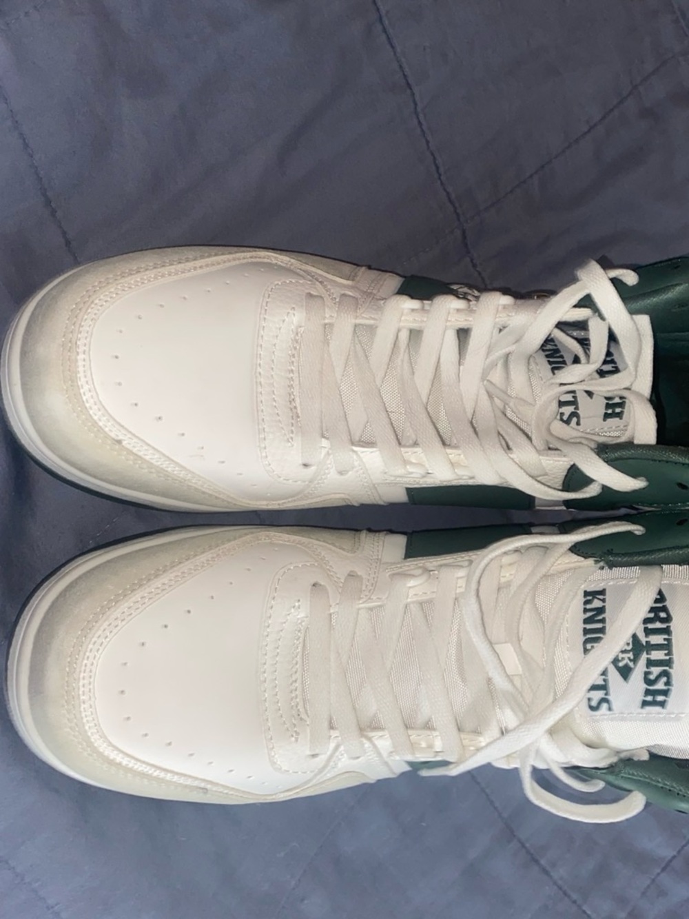 White and Green Men's Sneakers - Classic Athletic Style